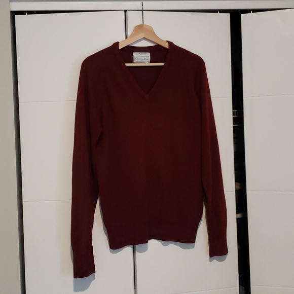 Dior Sweaters - VTG Burgundy Christian dior v neck golf sweater